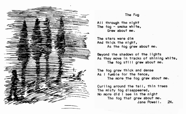 The Fog  by Sheila Cupitt with drawing by Linda Brown